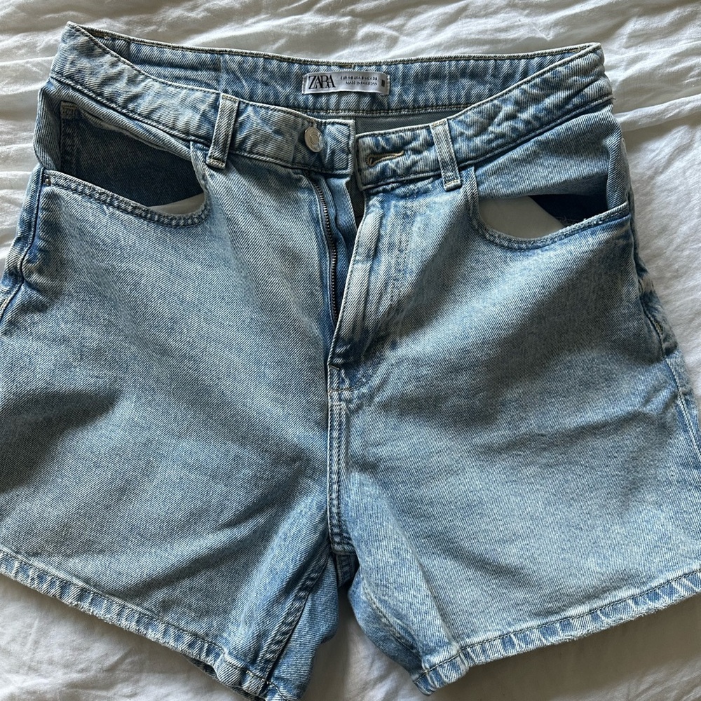 Zara Blue Jean Shorts High-Waisted Casual